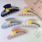 Five-pointed star painted rhinestone claw clip simple star acetic hair clip rainbow shark clip female hair accessories