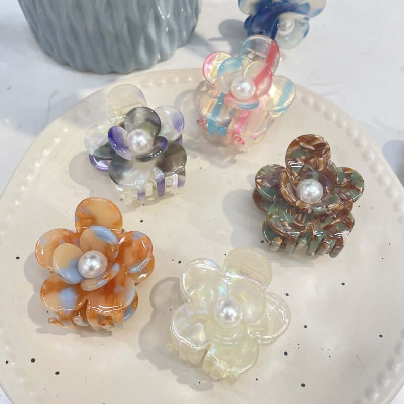 New Flower Acetic Acid Claw Pearl Hairpin Light Luxury Accessory