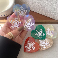 Snowflake Heart Acetate hair clip Side fringe clip Heart Duck clip Christmas hair clip New hair accessories