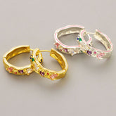 18K Earring New inlaid diamond enamel glaze drop oil exaggerated niche irregular shape temperament earrings girl