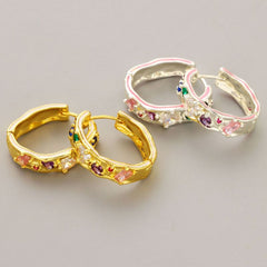 18K Earring New inlaid diamond enamel glaze drop oil exaggerated niche irregular shape temperament earrings girl