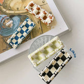Acetic acid floating pearl wave clip 2023 side clip hair side clip shark checkerboard barrette