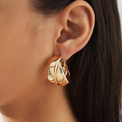 Instagram smash accessories exaggerated simple metal hoops round earrings