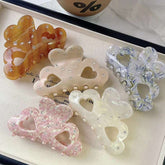 Niche design rhinestone claw clip love acetic acid hairpin back head hairpin shark clip acetate women hair accessories