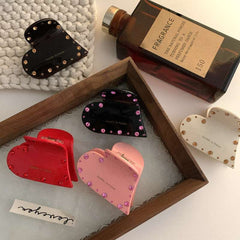 Korean acetic acid love crystal claw clip rhinestone super hair clip light luxury temperament French letter small shark clip