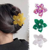 Acetic acid flower clip temperament beautiful hair clip pan hair clip holiday pearl shark clip