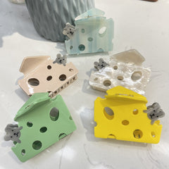 Jerry eats cheese acetic acid claw clip Cute cheese hair clip Cartoon mouse hair claw candy accessories