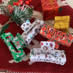 New Christmas claw hair clip Santa hat generous claw snowflake hair clip hair accessories back head shark clip