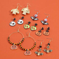 Halloween earring set Pumpkin Bat Skull earrings explosive Halloween earrings