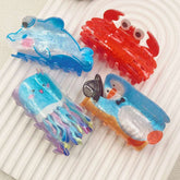 Water print acrylic fashion Korean double-sided printed ocean Shark adult large hair claw clip