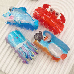 Water print acrylic fashion Korean double-sided printed ocean Shark adult large hair claw clip