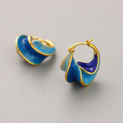 French vintage Earrings Premium Touch earrings All-match enamel glaze drop oil spiral pattern High quality earrings for women