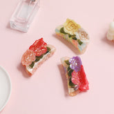 New Floral acetic acid clip vintage twin lotus Hair clip delicate flower hair claw clip accessories