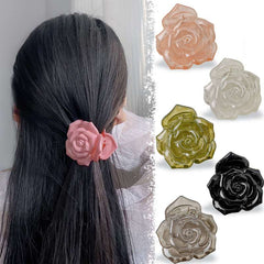 French Retro Rose Shark Clip Flower Hair Accessory Niche Design