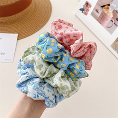 Small fresh fabric flower scrunchie Hair accessories Female ponytail high stretch large scrunchie 2023 new
