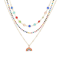 New multicolored multi-layer necklace for female niche design feel claw diamond rainbow fold wear summer dopamine necklace