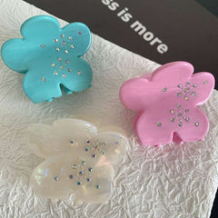 Korean light luxury diamond grab five-leaf flower acetate hairpin small gentle sweet cute shark clip