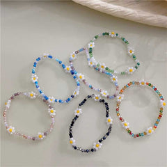 New Korean colorful candy color beaded bracelet sweet and cute girly style crystal flower bracelet every hand accessories