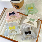 Korean bow hair clip cute acetic acid shark clip sweet gradient color girl claw clip hair accessories