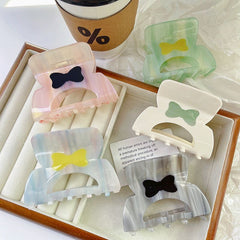 Korean bow hair clip cute acetic acid shark clip sweet gradient color girl claw clip hair accessories