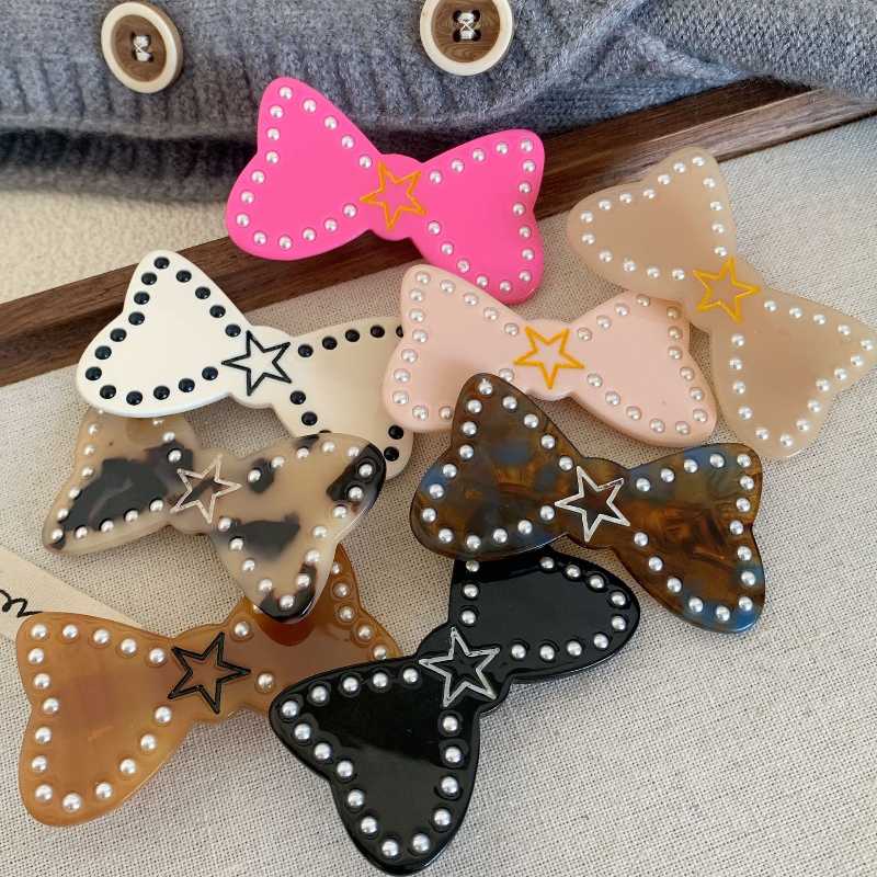 Korean Sweet Duckbill Clip Five-Point Star Bow Hairpin Accessory