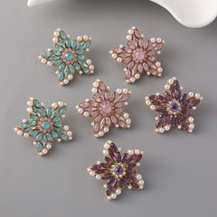 Fashion personality creative new five-pointed star ring alloy diamond pearl earrings