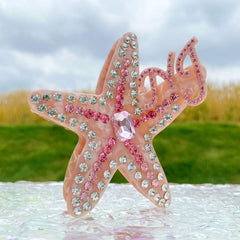New flash super rhinestone pink starfish clip small temperament hairpin light luxury hair accessories