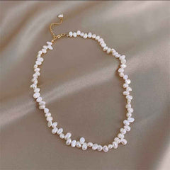 Irregular natural pearl necklace for women ins cold wind short collarbone choker temperament necklace