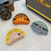 New acetic acid clip letters LOVE color matching simple hair clip cartoon circle hair grab wave circle back head clip