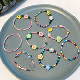 Korean new Dopamine flower smiley stone glass bracelet sweet ins wind love bracelet