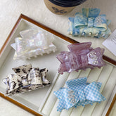 Rhinestone bow claw clip Heavy double butterfly hair clip Niche diamond-lettering shark clip female hair accessories