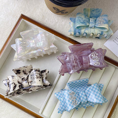 Rhinestone bow claw clip Heavy double butterfly hair clip Niche diamond-lettering shark clip female hair accessories