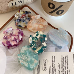 Personality Niche shell Shape Color acetic acid rhinestone Delicate claw small side hair clip Hair accessories
