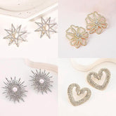 2023 new Korean octet star earrings full diamond temperament earrings design sense net red earrings female