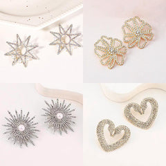 2023 new Korean octet star earrings full diamond temperament earrings design sense net red earrings female