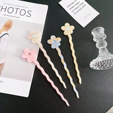 Acetic acid plate flower disc hairpin simple hair clasp back head rhinestone hair stick