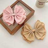 Korea small fresh plaid curly edge bow hairpin tied hair head spring clip hairpin