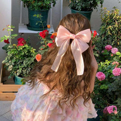 Sweet bow clip sen fairy Korean hairpin gauze ribbon fresh spring clip sweet hair accessories