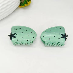 Korean new popular green strawberry fruit clip small fresh hairpin semi-tie hair accessories hair claw clip