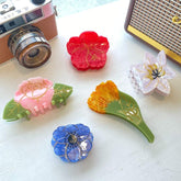 French flower series acetic acid claw clip calendula shark clip lily peony hair clip shark clip