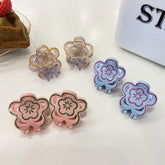 New acetic acid hairpin cute flower hairpin hollow flower small claw clip candy color temperament broken hairpin