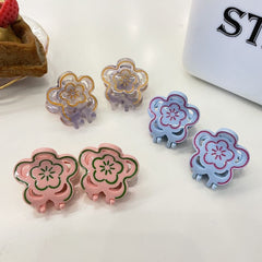 New acetic acid hairpin cute flower hairpin hollow flower small claw clip candy color temperament broken hairpin