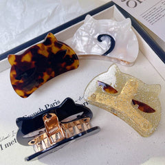 New cat clip temperament acetic acid clip sweet cute metal shark clip acetate cat glitter hair claw female hair accessories