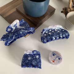 Blue Dream Star hairpin Creative niche acetate shark clip grab clip large hair volume back head headpiece