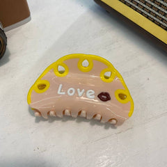 New acetic acid clip letters LOVE color matching simple hair clip cartoon circle hair grab wave circle back head clip