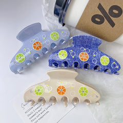 Korean lemon slice claw clip Cute sweet color acetic acid hair clip fruit hairpin shark clip women hair accessories
