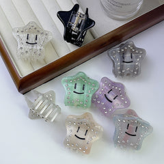 New five-pointed star acetic acid clip star smiley hair clip broken hair clip rhinestone shark clip women hair accessories