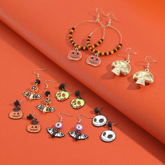 Halloween earring set Pumpkin Bat Skull earrings explosive Halloween earrings