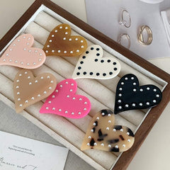 Korean Pearl Love Acetic Acid Duck Hair Clip Fringe Barrette