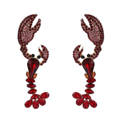 New ocean department crystal diamond lobster earrings fashion trend women's accessories